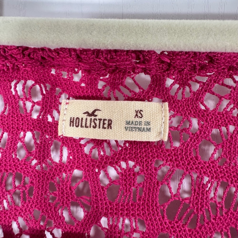 Hollister Boho Y2K Women Crochet Knit Top Bell‎ Sleeve Deep V Neck Sweater Sz XS - Picture 8 of 12